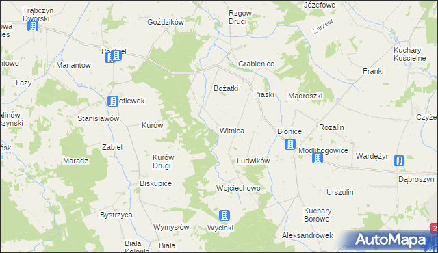 mapa Witnica gmina Rzgów, Witnica gmina Rzgów na mapie Targeo