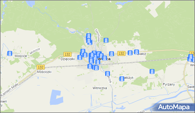 mapa Witnica powiat gorzowski, Witnica powiat gorzowski na mapie Targeo