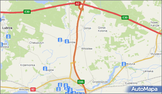 mapa Witosław gmina Świebodzin, Witosław gmina Świebodzin na mapie Targeo