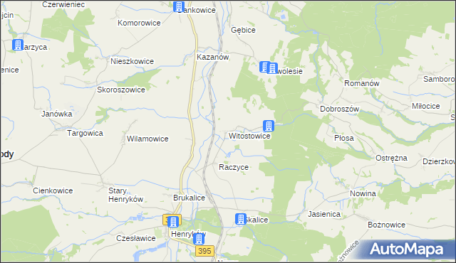 mapa Witostowice, Witostowice na mapie Targeo