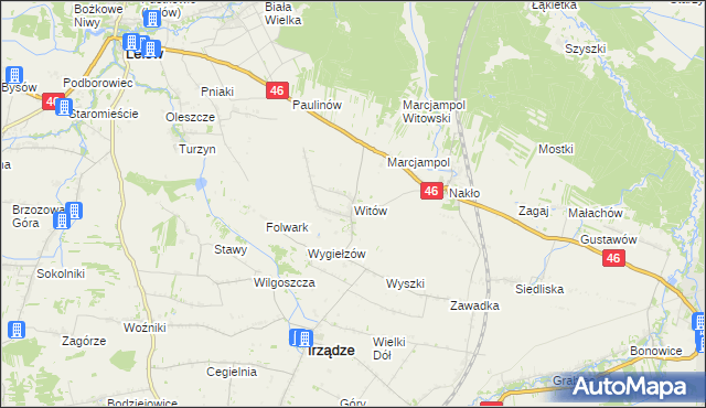 mapa Witów gmina Irządze, Witów gmina Irządze na mapie Targeo