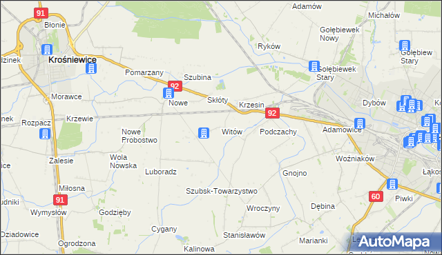 mapa Witów gmina Krośniewice, Witów gmina Krośniewice na mapie Targeo