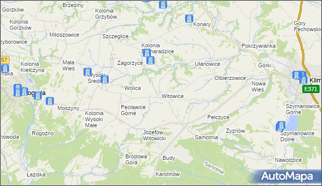 mapa Witowice gmina Bogoria, Witowice gmina Bogoria na mapie Targeo