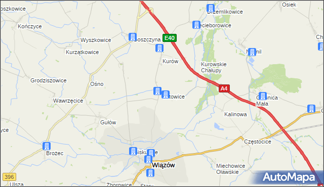 mapa Witowice gmina Wiązów, Witowice gmina Wiązów na mapie Targeo