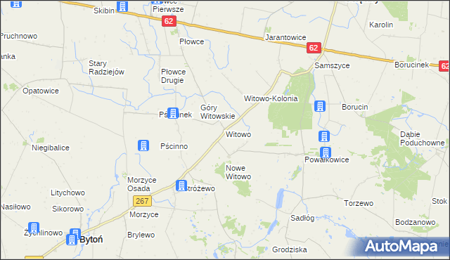 mapa Witowo gmina Bytoń, Witowo gmina Bytoń na mapie Targeo