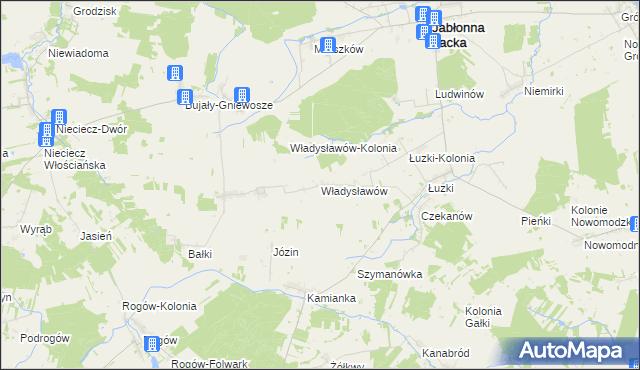 mapa Władysławów gmina Jabłonna Lacka, Władysławów gmina Jabłonna Lacka na mapie Targeo