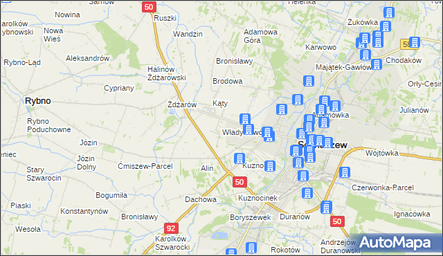 mapa Władysławów gmina Sochaczew, Władysławów gmina Sochaczew na mapie Targeo