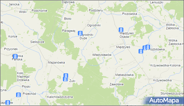 mapa Władysławów gmina Tuczna, Władysławów gmina Tuczna na mapie Targeo