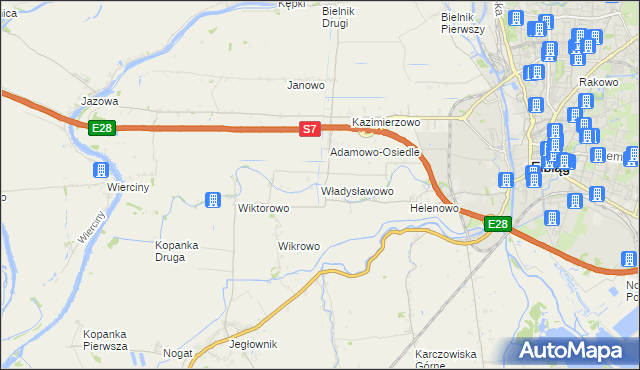 mapa Władysławowo gmina Elbląg, Władysławowo gmina Elbląg na mapie Targeo
