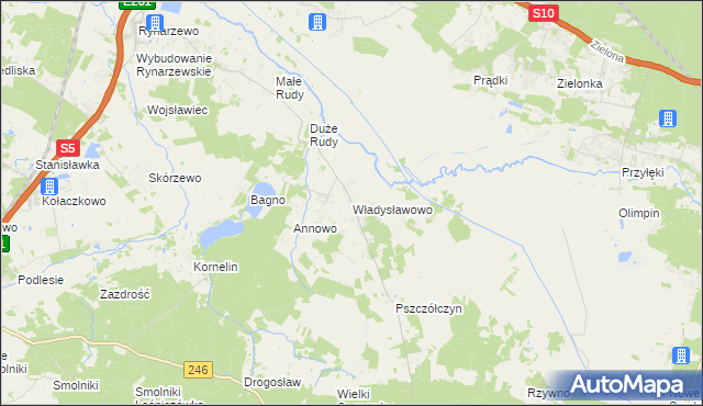 mapa Władysławowo gmina Łabiszyn, Władysławowo gmina Łabiszyn na mapie Targeo