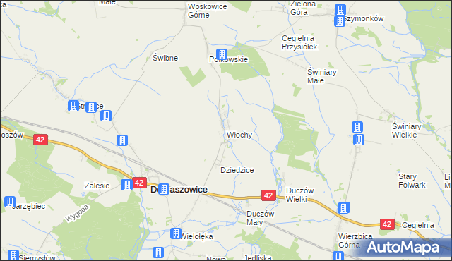 mapa Włochy gmina Domaszowice, Włochy gmina Domaszowice na mapie Targeo