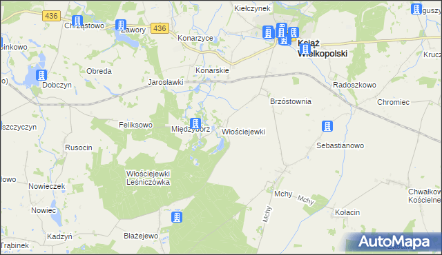 mapa Włościejewki, Włościejewki na mapie Targeo