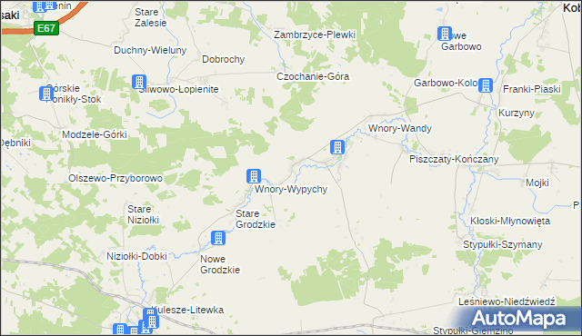 mapa Wnory-Kużele, Wnory-Kużele na mapie Targeo