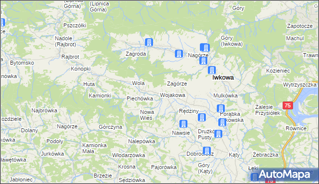 mapa Wojakowa, Wojakowa na mapie Targeo