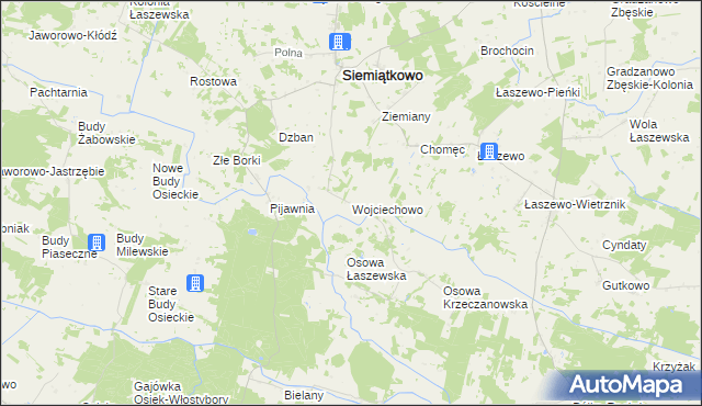 mapa Wojciechowo gmina Siemiątkowo, Wojciechowo gmina Siemiątkowo na mapie Targeo
