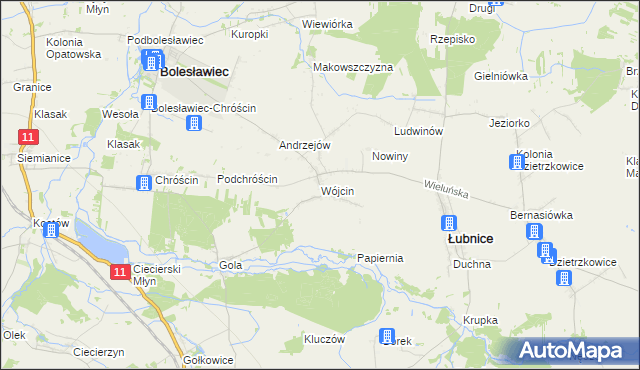 mapa Wójcin gmina Łubnice, Wójcin gmina Łubnice na mapie Targeo