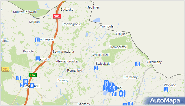 mapa Wojciuliszki, Wojciuliszki na mapie Targeo