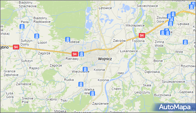 mapa Wojnicz, Wojnicz na mapie Targeo