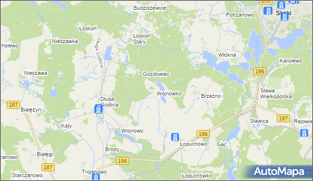 mapa Wojnówko gmina Murowana Goślina, Wojnówko gmina Murowana Goślina na mapie Targeo