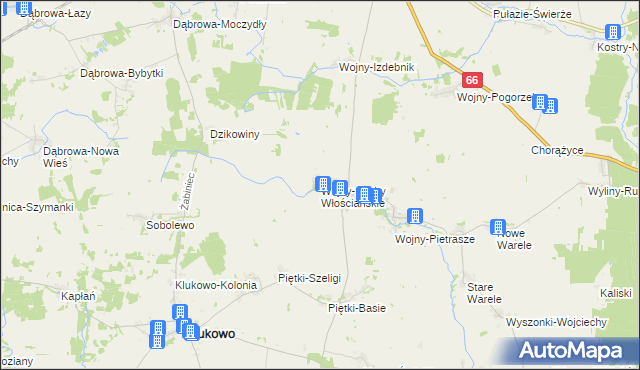 mapa Wojny-Szuby Włościańskie, Wojny-Szuby Włościańskie na mapie Targeo