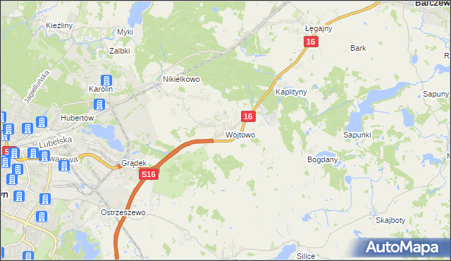 mapa Wójtowo gmina Barczewo, Wójtowo gmina Barczewo na mapie Targeo
