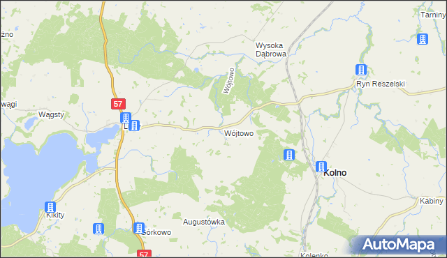 mapa Wójtowo gmina Kolno, Wójtowo gmina Kolno na mapie Targeo