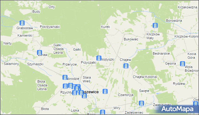 mapa Wojtyszki, Wojtyszki na mapie Targeo