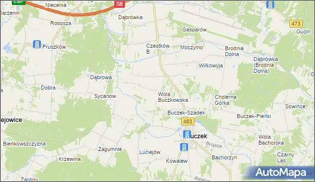 mapa Wola Buczkowska, Wola Buczkowska na mapie Targeo