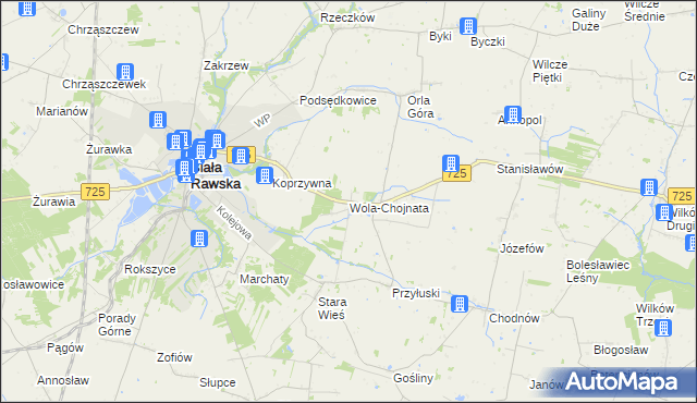 mapa Wola-Chojnata, Wola-Chojnata na mapie Targeo