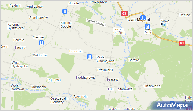 mapa Wola Chomejowa, Wola Chomejowa na mapie Targeo