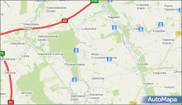 mapa Wola Cyrusowa-Kolonia, Wola Cyrusowa-Kolonia na mapie Targeo