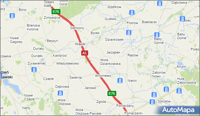 mapa Wola Dziankowska, Wola Dziankowska na mapie Targeo