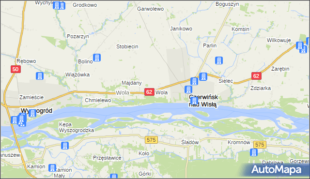 mapa Wola gmina Czerwińsk nad Wisłą, Wola gmina Czerwińsk nad Wisłą na mapie Targeo
