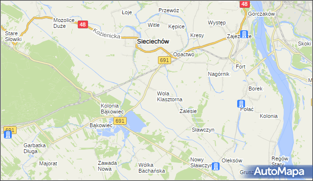 mapa Wola Klasztorna, Wola Klasztorna na mapie Targeo