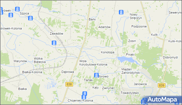 mapa Wola Korybutowa Druga, Wola Korybutowa Druga na mapie Targeo