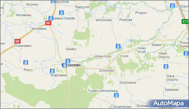 mapa Wola-Krysk, Wola-Krysk na mapie Targeo