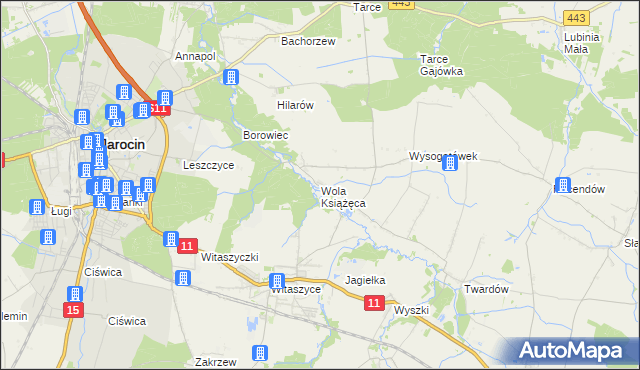 mapa Wola Książęca, Wola Książęca na mapie Targeo