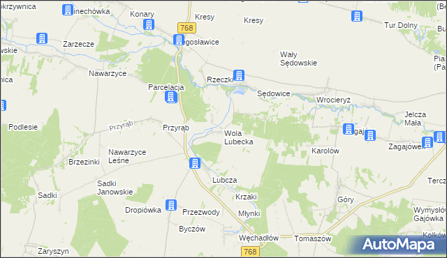 mapa Wola Lubecka gmina Wodzisław, Wola Lubecka gmina Wodzisław na mapie Targeo