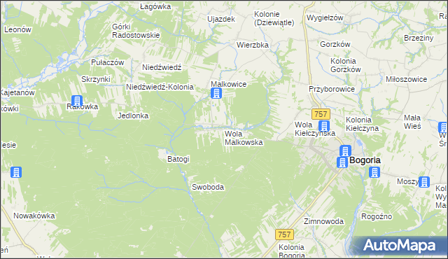 mapa Wola Malkowska, Wola Malkowska na mapie Targeo