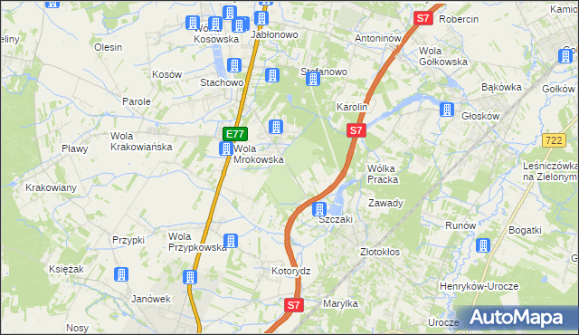 mapa Wola Mrokowska, Wola Mrokowska na mapie Targeo