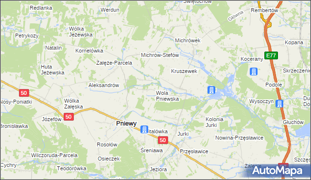 mapa Wola Pniewska, Wola Pniewska na mapie Targeo