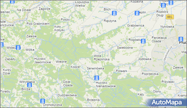 mapa Wola Rzeplińska, Wola Rzeplińska na mapie Targeo