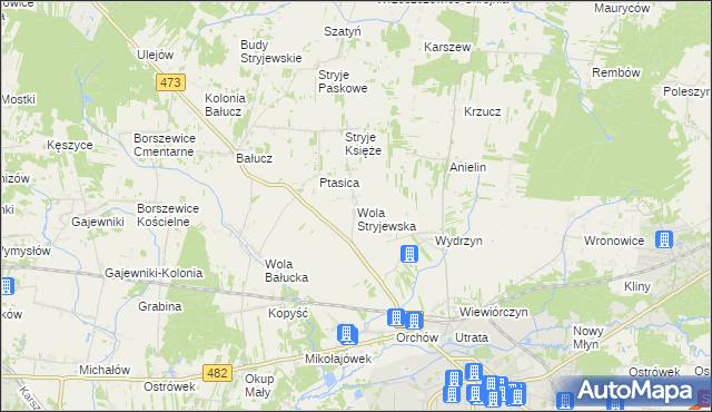 mapa Wola Stryjewska, Wola Stryjewska na mapie Targeo