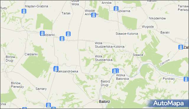 mapa Wola Studzieńska, Wola Studzieńska na mapie Targeo