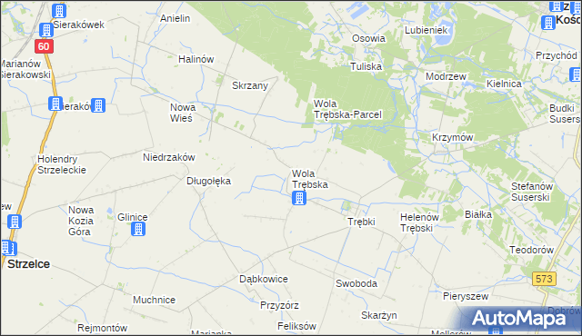 mapa Wola Trębska, Wola Trębska na mapie Targeo