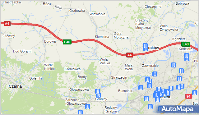 mapa Wola Wielka gmina Żyraków, Wola Wielka gmina Żyraków na mapie Targeo