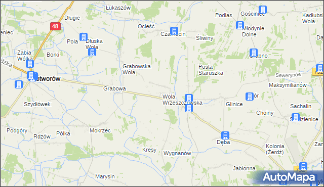 mapa Wola Wrzeszczowska, Wola Wrzeszczowska na mapie Targeo