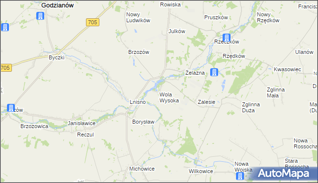 mapa Wola Wysoka gmina Skierniewice, Wola Wysoka gmina Skierniewice na mapie Targeo
