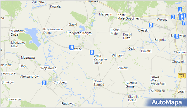 mapa Wola Zagojska Dolna, Wola Zagojska Dolna na mapie Targeo