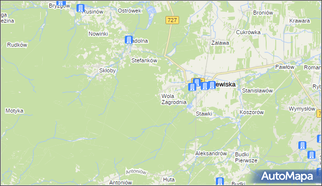 mapa Wola Zagrodnia, Wola Zagrodnia na mapie Targeo